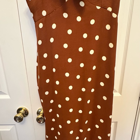 Monteau Brown and White Polka Dot Midi Dress | Pretty Woman inspired - Picture 2 of 5